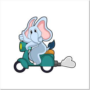 Elephant as Biker with Scooter Posters and Art